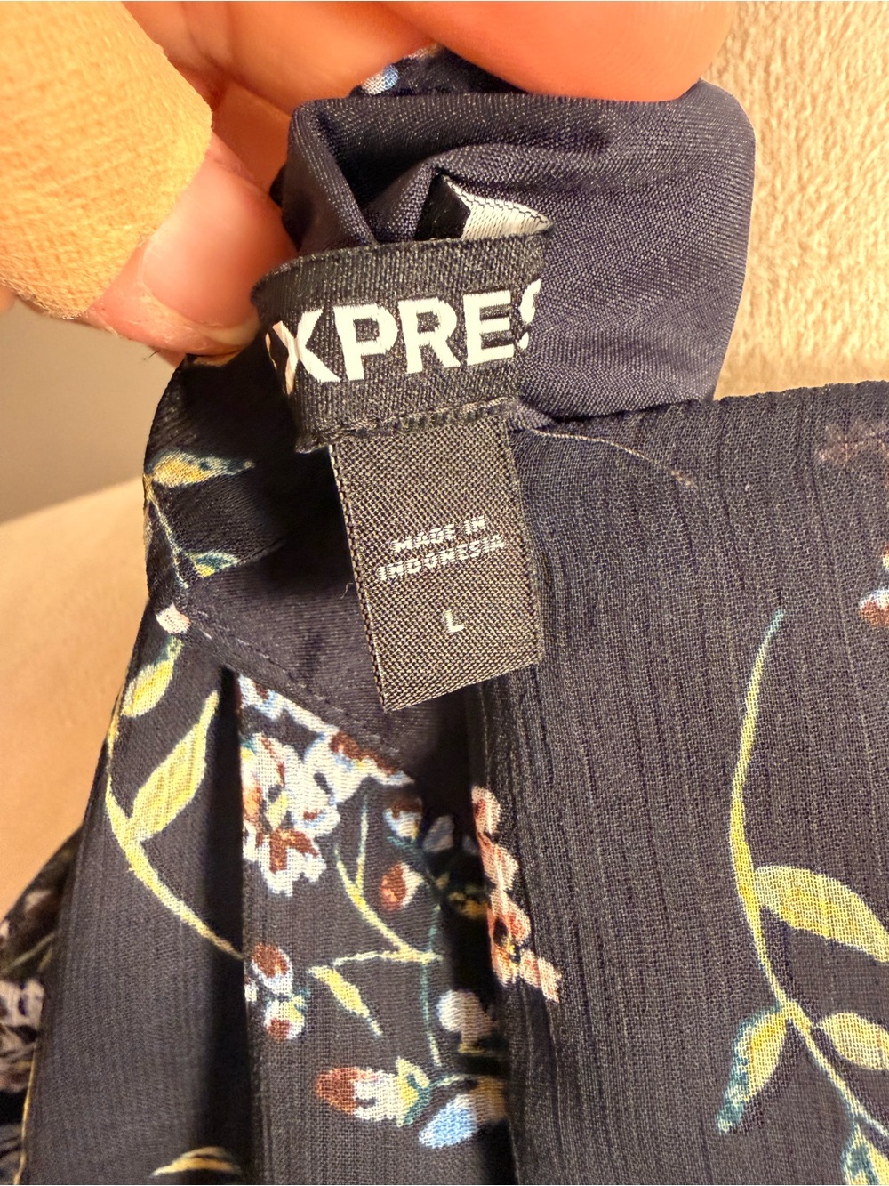 Express Navy Floral Tie-Waist Sundress - Picture 6 of 11